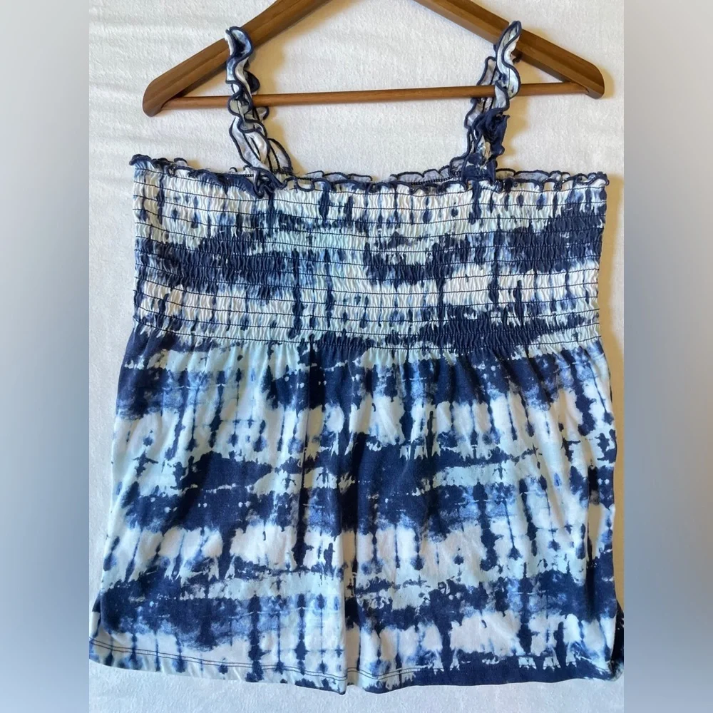 The Childrens Place Girl’s Blue Tie-Dye Smocked Cotton Tank Top